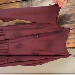 Maroon off the shoulder dress